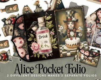 Alice in Wonderland Junk Journal Kit: Mad Hatter Ephemera (Digital Download)