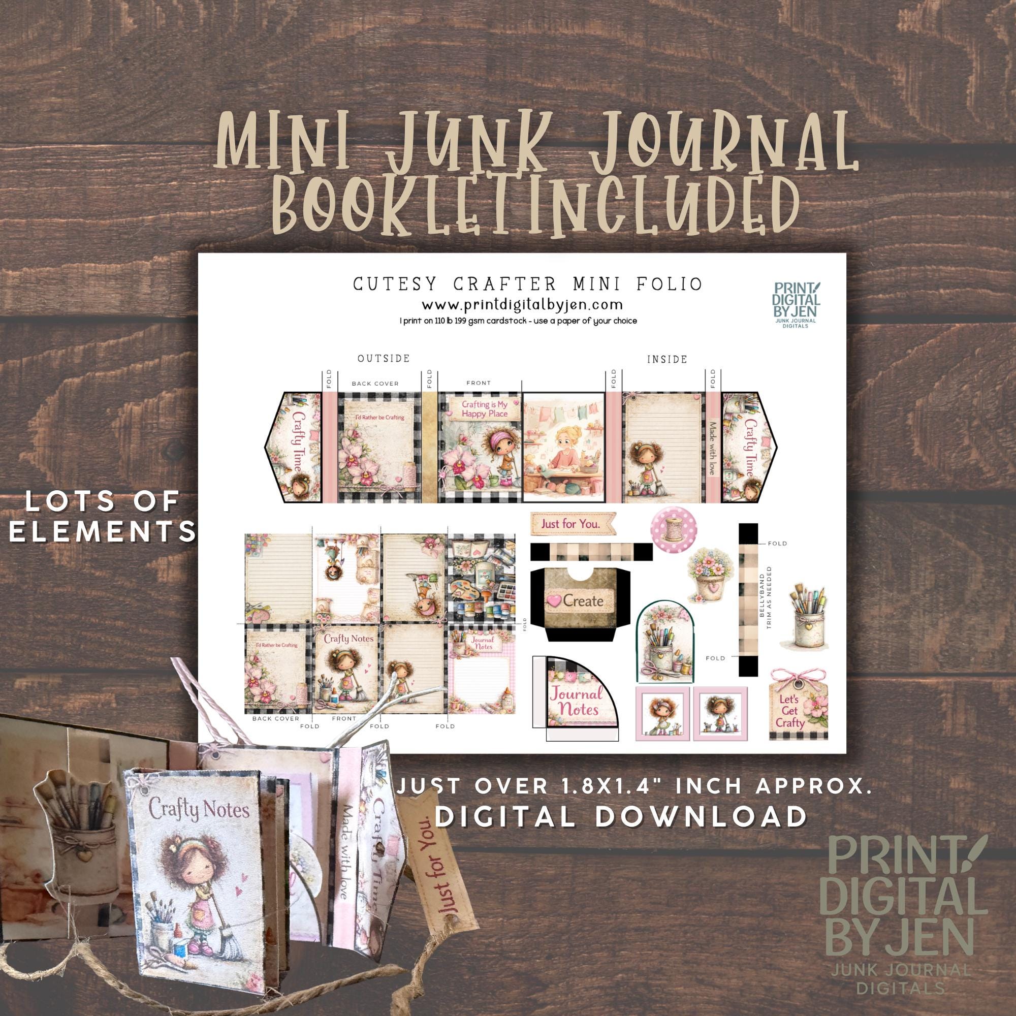 Cutesy Crafter Mini Junk Journal Folio Kit Includes Instructional Video ...