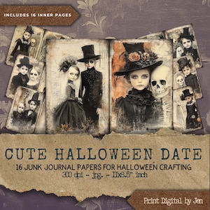 Spooky Gothic Halloween Junk Journal Paper: 16 Digital Pages (Digital Download)