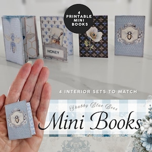 Printable Dollhouse Mini Books: Shabby Chic Bee, Junk Journal Ephemera (Digital Download, 8.5x11 in