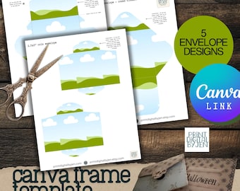 Canva Envelope Template Kit, 5 Printable Designs for Junk Journals and Paper Crafts