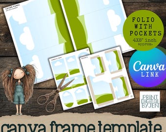 Canva Frame Template – Junk Journal Folio Pockets & Cards (Digital Download)