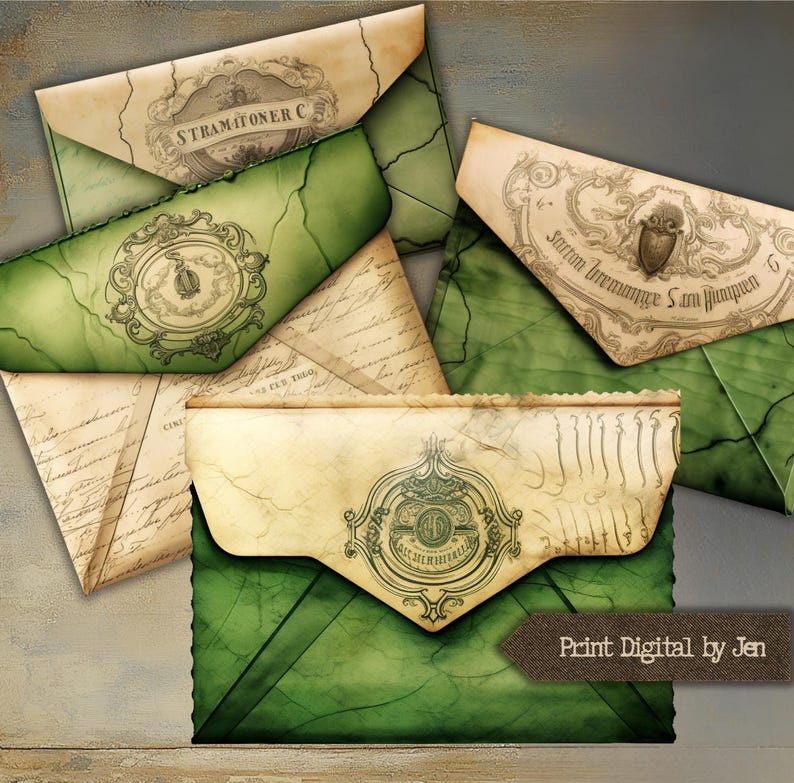 Vintage Ephemera Envelopes PNG Clipart, Digital Download Junk Journal