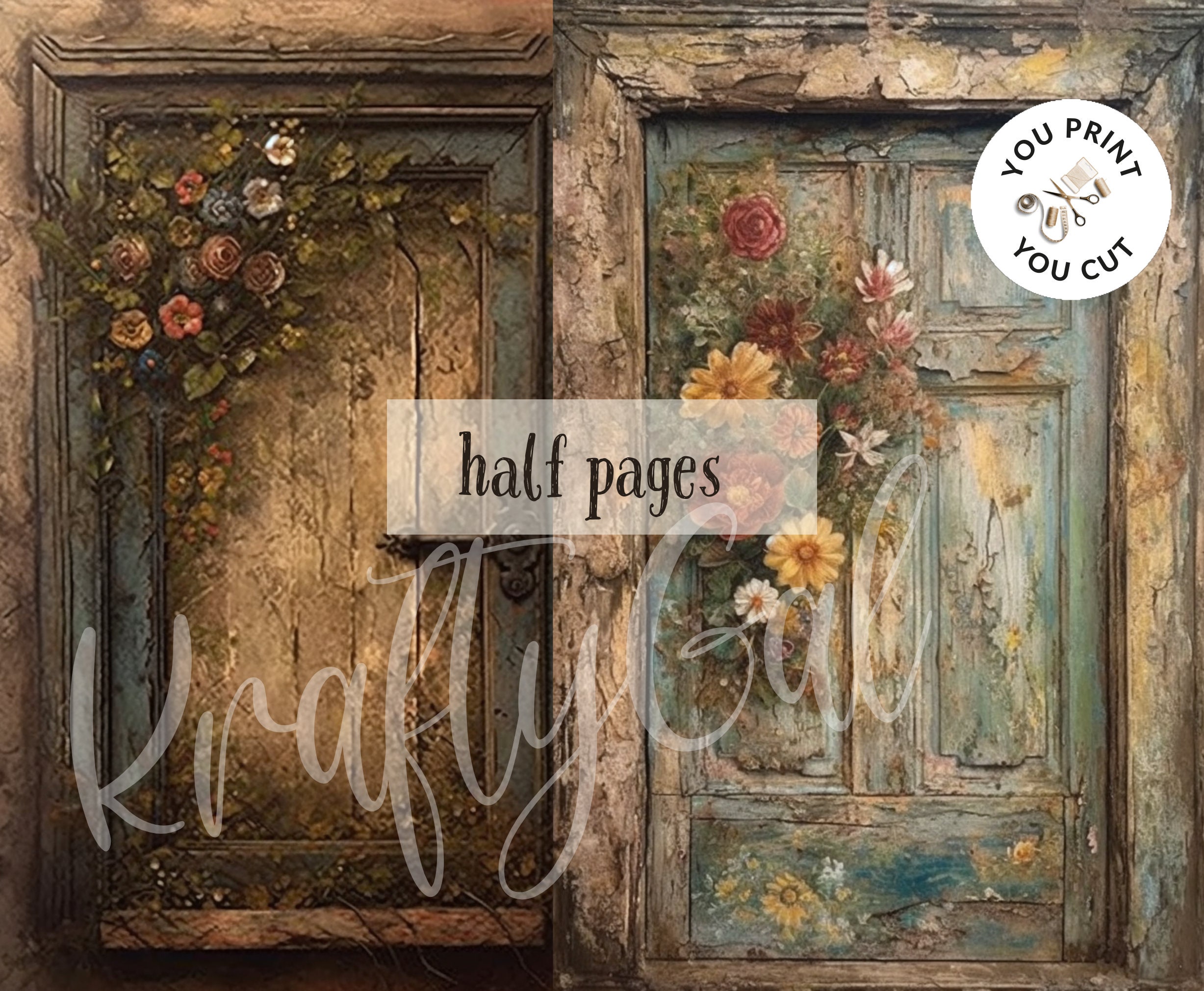 Rustic Door Junk Journal Pages: Shabby Chic Printable (digital Download ...