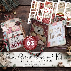Puede incluir: Un kit de mini diario de Navidad caprichoso con 63 piezas. El kit incluye un diario con páginas de "Christmas List" y "Merry Christmas", papeles decorativos y adornos. El kit está atado con hilo rojo y verde e incluye instrucciones en vídeo.