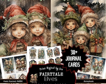Christmas Elf Junk Journal Pages: Fairytale Printable Ephemera (Digital Download)
