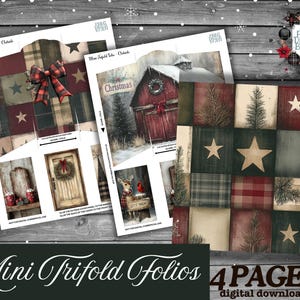 Christmas Junk Journal Mini Folio: Rustic Printable Trifold (Digital Download)
