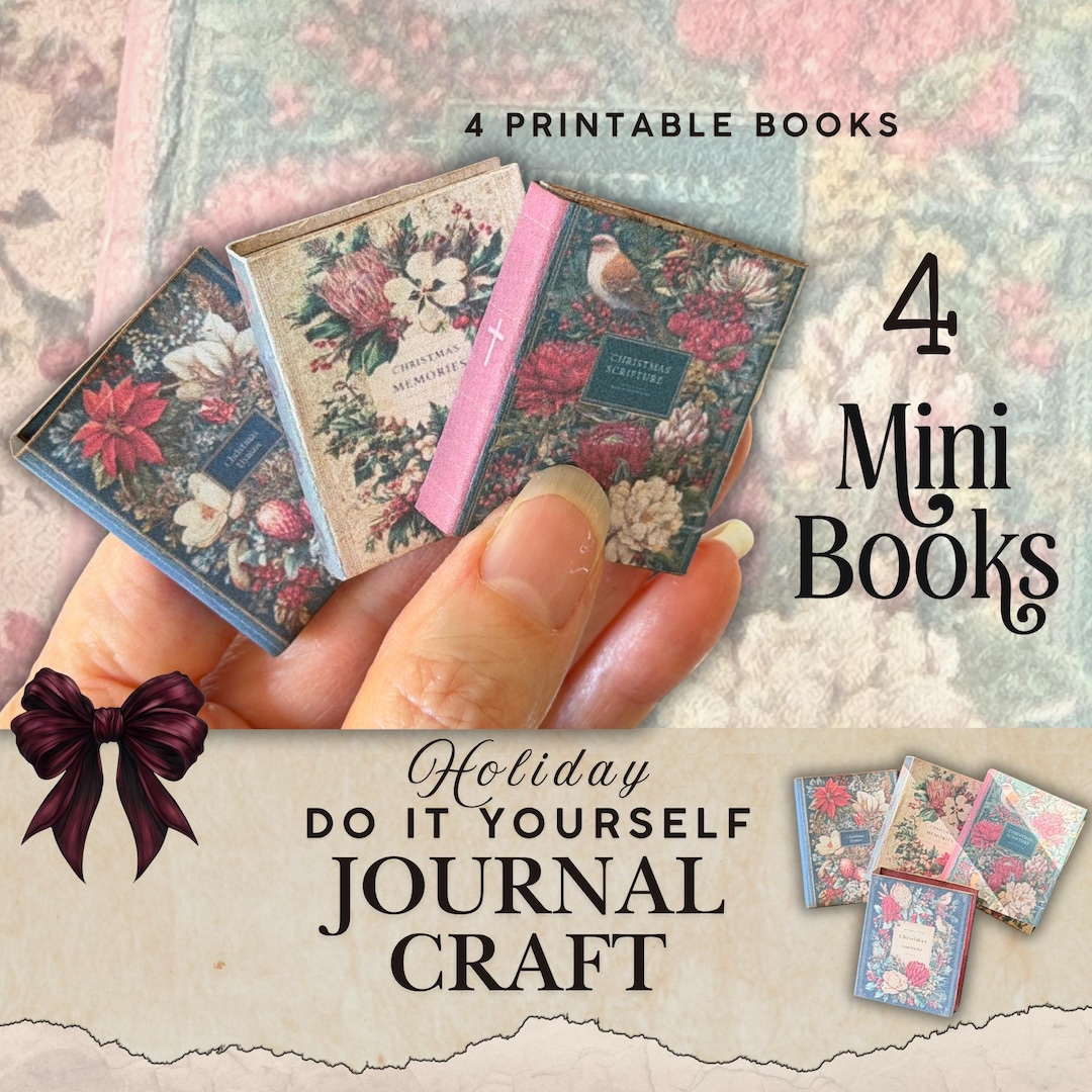 Mini Christmas Junk Journal Books, Holiday DIY Craft, Digital Download ...