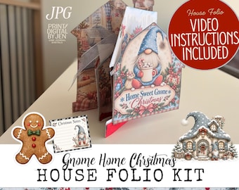 Gnome Christmas House Folio Kit, Cozy Cottage Junk Journal Printable (Digital Download)