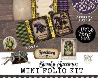 Spooky Specimen Mini Folio Kit, Printable Halloween Junk Journal Craft, JPG & PDF Digital Download