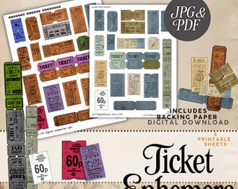 Vintage Ticket Ephemera: Junk Journal Printable (Digital Download)
