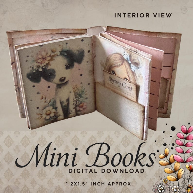 Journal Mini Book Example Printable Mini Books Junk Journal Kit Spring Blossom Shabby Chic - Etsy