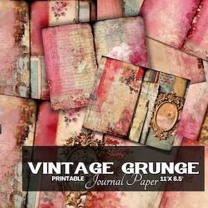 Vintage Grunge Shabby Junk Journal, digitale Papiere, Journalpapiere, digitaler Download, Kartenherstellung
