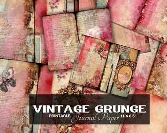 Vintage Shabby Chic Journal Pages: Grunge Collage Papers (Digital Download)