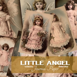 Vintage Angel Girl Junk Journal Paper: Collage Scrapbooking (Digital Download)