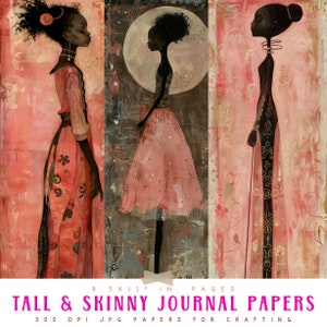 Tall and Skinny Black Lady Junk Journal Pages, Printables for Tall and Skinny Journals, Scrapbooking, Paper Crafts, Commercial Use