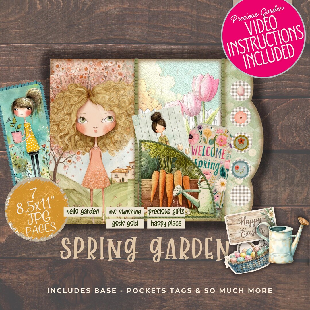 Spring Garden Junk Journal Folio - Digital Ephemera Kit - Easter Paper ...