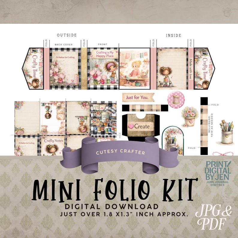 Cutesy Crafter Mini Junk Journal Folio Kit Includes Instructional Video ...