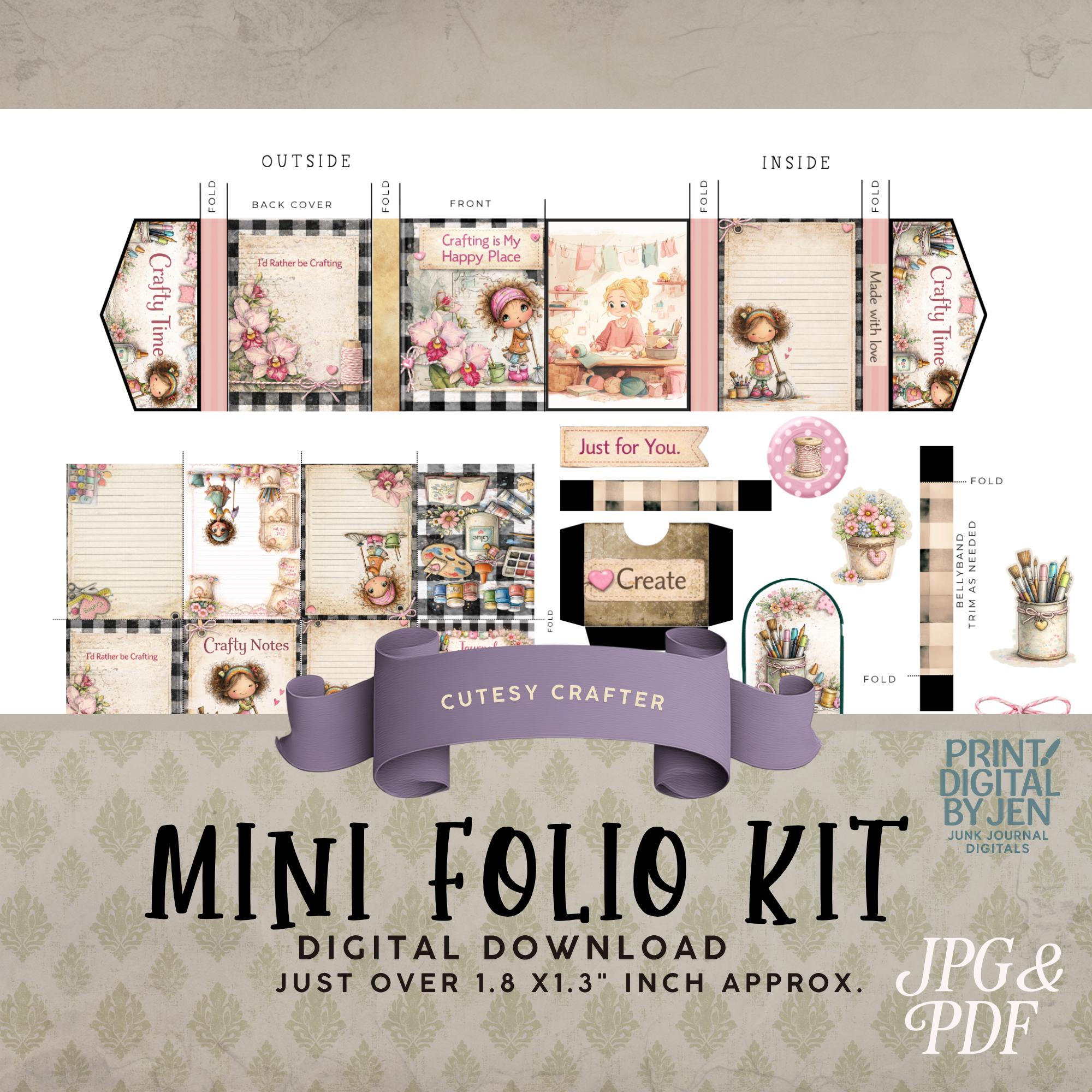 Cutesy Crafter Mini Junk Journal Folio Kit Includes Instructional Video ...