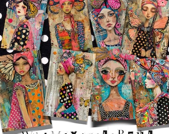 Papeles de diario basura coloridos y extravagantes, fondo de técnica mixta, papeles digitales de scrapbooking, páginas de diario basura, hojas de collage, descarga digital