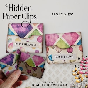 Hidden paperclips printable, vintage whimsy hidden paperclip bookmark ,shabby chic vintage printable ephemera, junk journal supplies, stamps