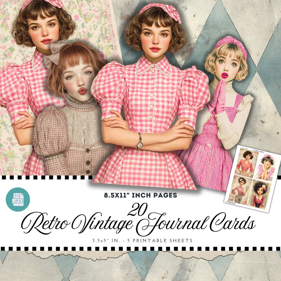 Vintage Retro Journal Cards: Printable Ephemera, Collage Sheet (digital ...