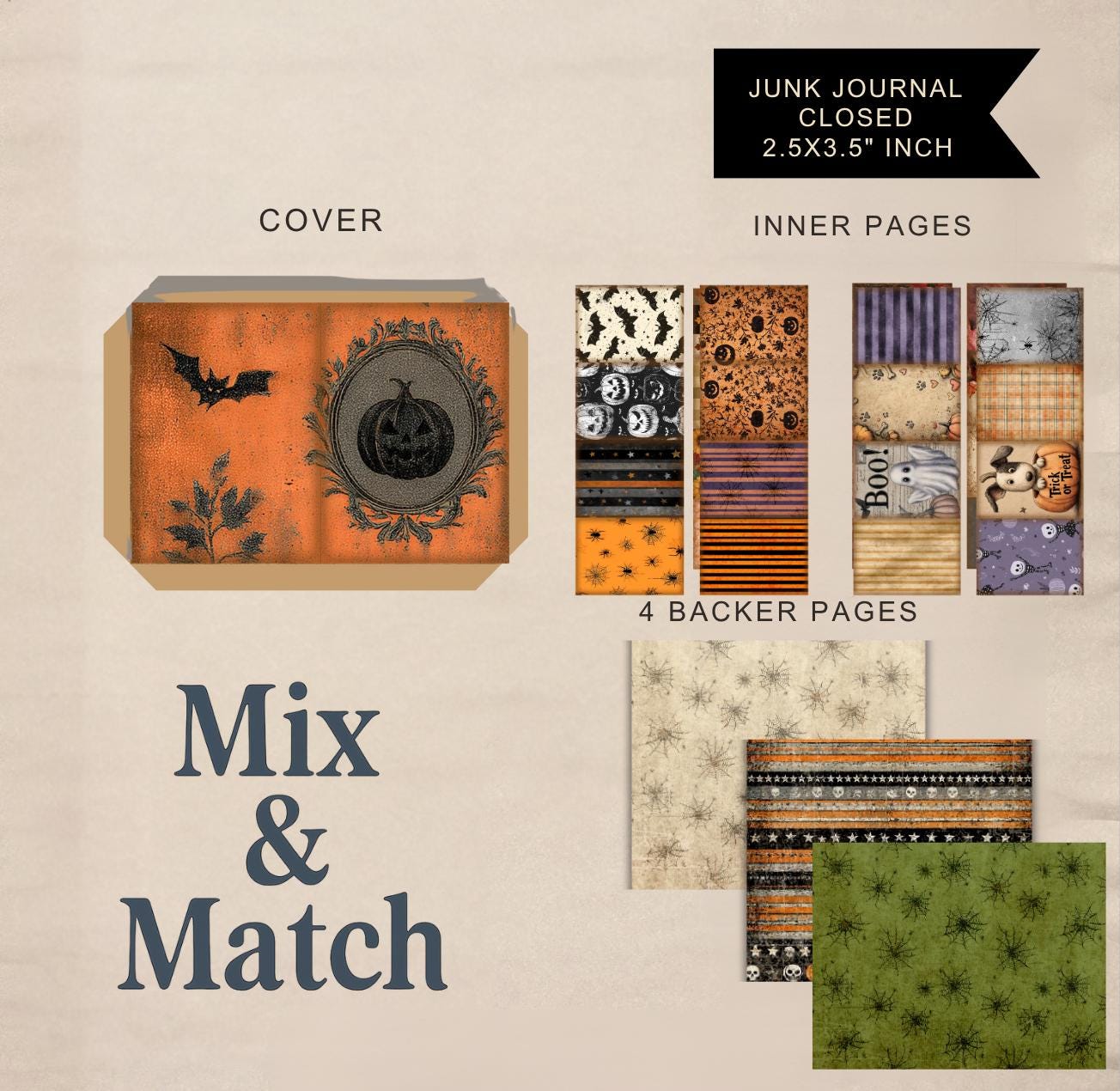 Halloween Mini Junk Journal Kit, Spooky Season DIY Kit for Crafters - Etsy