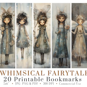 Grillige Twilight Christmas Fairy bladwijzers, kortstondige feestdagen voor junk journaling, scrapbooking en kaarten maken, digitale download
