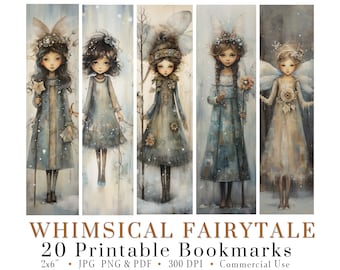 Christmas Fairy Bookmarks: Whimsical Ephemera (Digital Download)