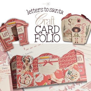 Carpeta de anillas, cartas a Papá Noel, carpeta plegable, carpeta de doble puerta, clipart navideño, papeles digitales, Cottage Core, portatarjetas de regalo