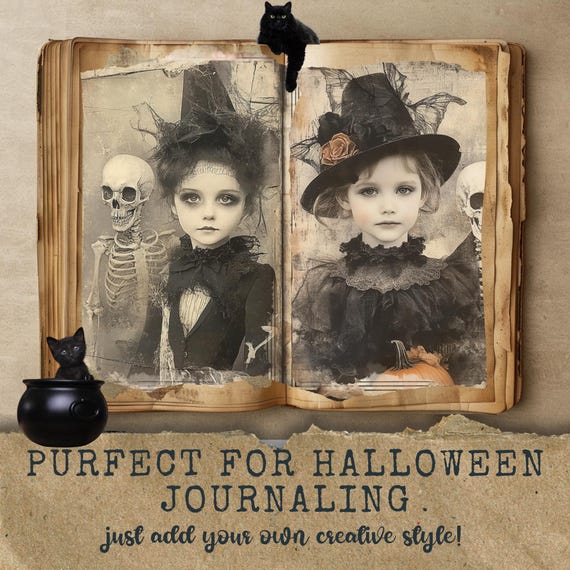 不気味なゴシックハロウィンジャンクジャーナルペーパー：16デジタル