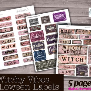 Parole di Halloween stampabili per il diario dei rifiuti, foglio di collage, parole di diario digitale, effimeri, scrapbooking, etichette, cartellini, parole stampabili di Halloween
