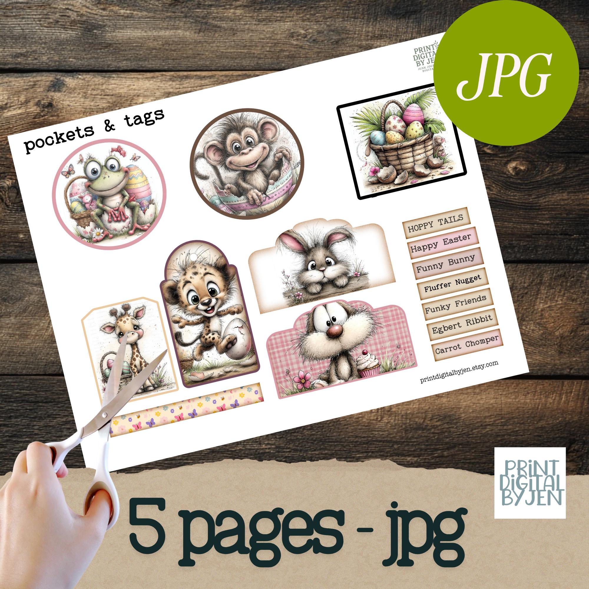 Happy Easter Bunny Junk Journal Folio Kit, Spring Ephemera Digital ...