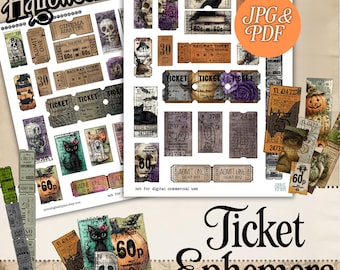 Halloween Green Grinch Vintage Ticket Ephemera: Junk Journal Printable (Digital Download)