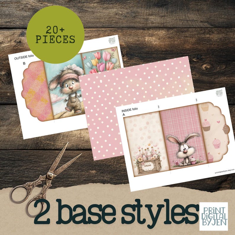 Happy Easter Bunny Junk Journal Folio Kit, Spring Ephemera Digital ...
