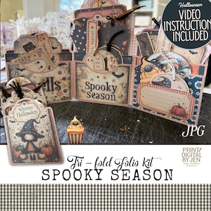 Spooky Season Halloween Tri Fold Folio Kit – Junk Journal Craft (Digital Download)
