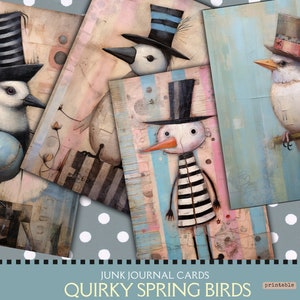 Tarjetas de diario de pájaros góticos pastel: efímeras imprimibles (descarga digital)