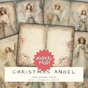 Heavenly Angel Junk Journal Pagina's Digitale Scrapbook Papier Kit Vintage Ephemera Afdrukbaar Papier Collage Vel Journal Supplies Digitaal