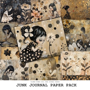 Pacchetto di carta del diario spazzatura della ragazza Flower Power Grunge, pagine del diario spazzatura delle ragazze stravaganti, diario spazzatura delle ragazze, documenti del diario spazzatura, documenti digitali