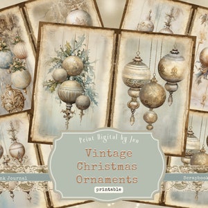 Christmas Junk Journal Pages Ephemera Digital Scrapbook Paper Collage Vintage Christmas Ornaments Junk Journal Kit Christmas Junk Journal