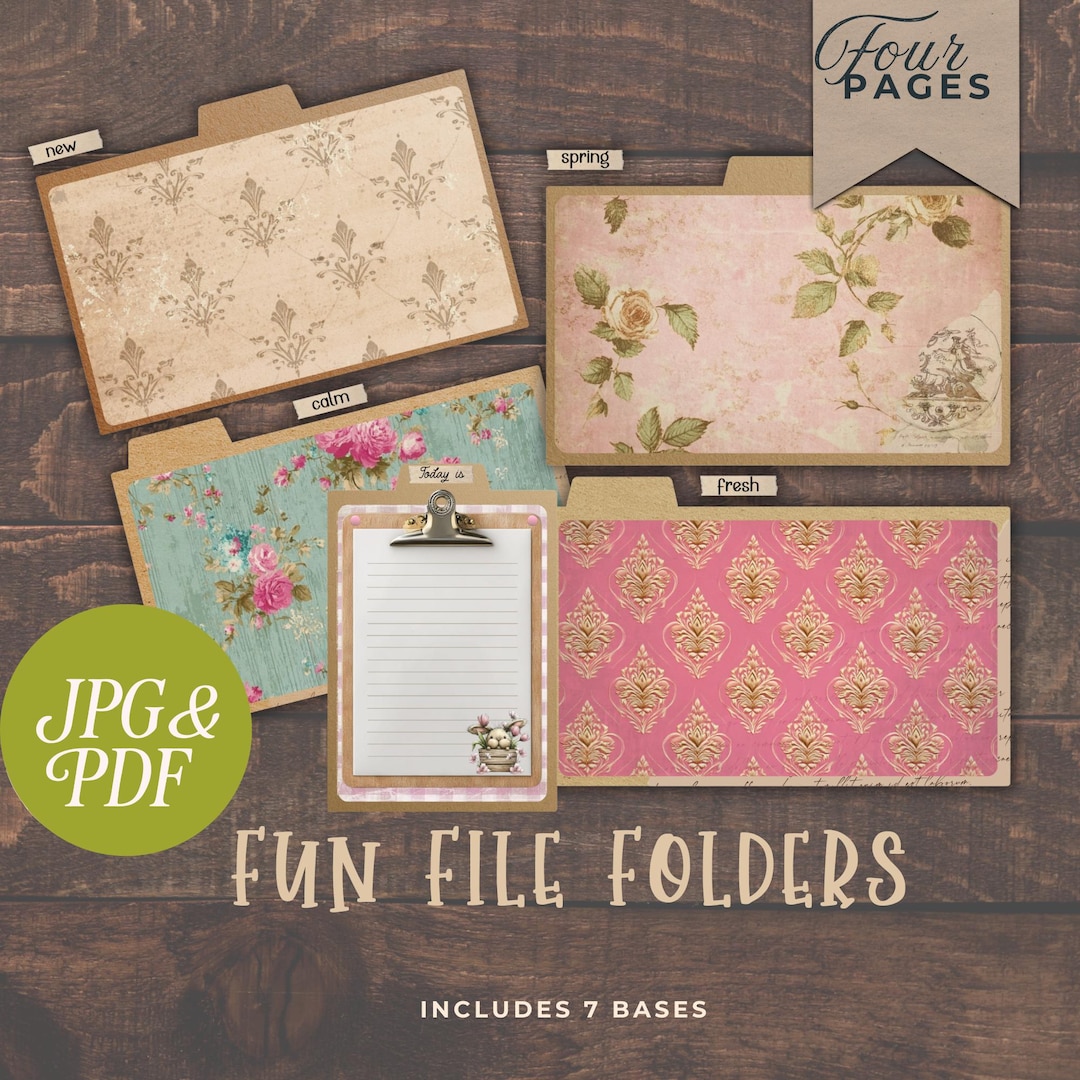 Junk Journal File Folder Cards Shabby Vintage Ephemera - Etsy