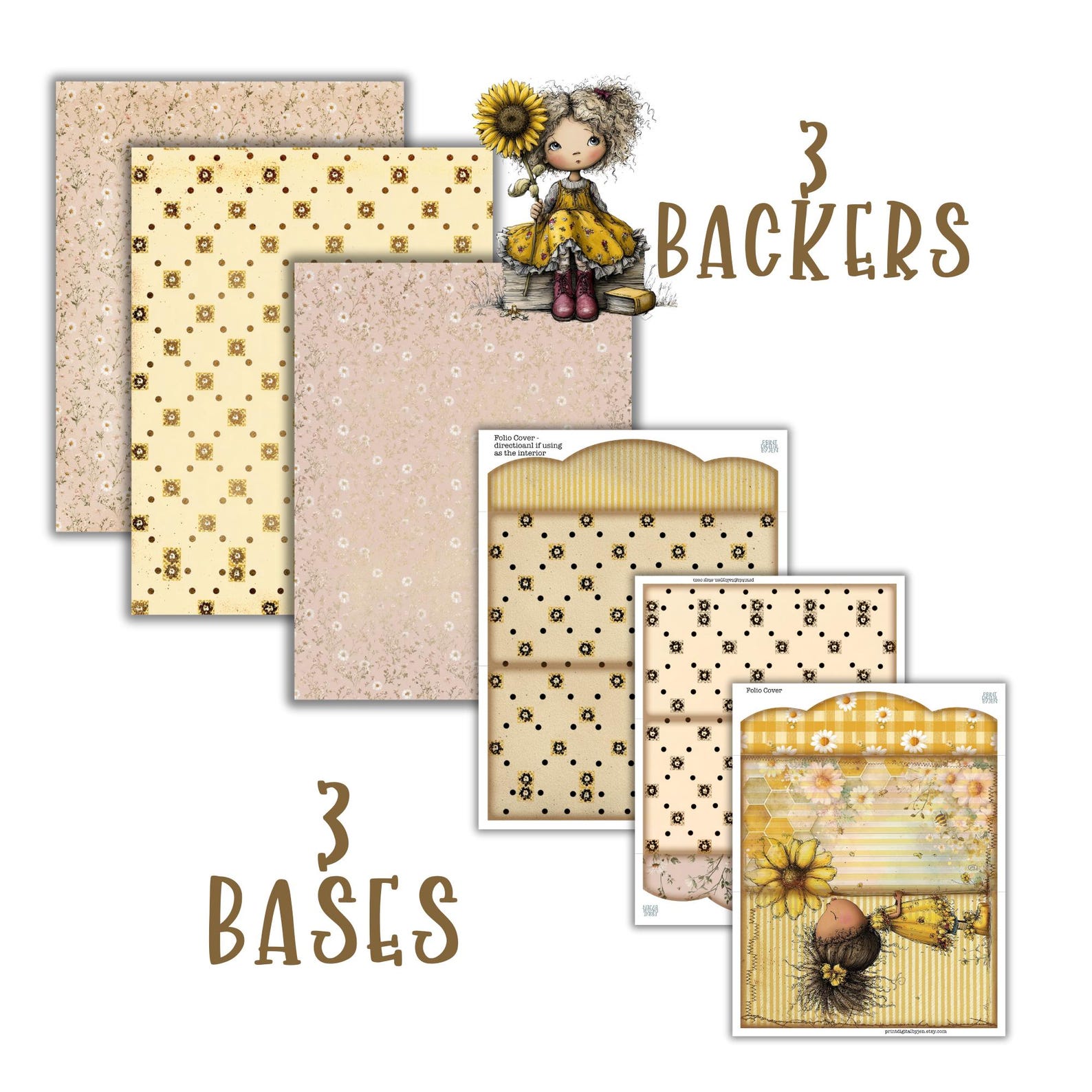 Sunflower Girl Junk Journal Digital Folio Kit Printable Ephemera - Etsy