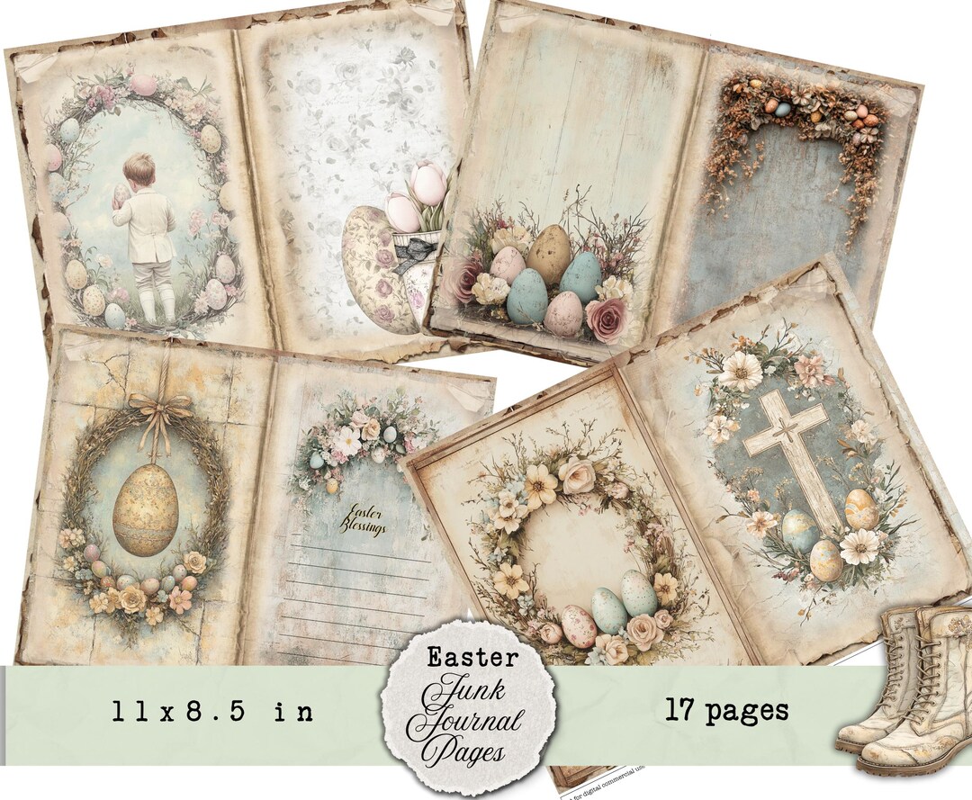 Pastel Easter Digital Papers, Printable Easter Junk Journal Papers ...