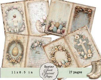 Pastel Easter Junk Journal Pages: Vintage Spring Ephemera (Digital Download)