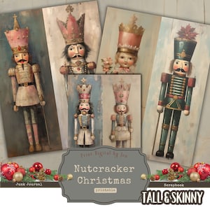 Natal quebra-nozes lixo diário kit inverno vintage efêmera diário papel digital scrapbooking páginas imprimíveis do vintage uso comercial