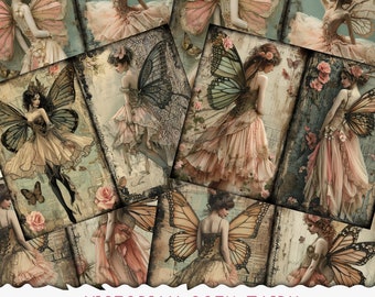 Victorian Goth Fairy Junk Journal Pages: Printable Ephemera (Digital Download)