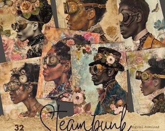 Journal de la malbouffe Steampunk, téléchargement numérique, pages imprimables vintage industrielle Grunge Ephemera Fantasy embellissements,