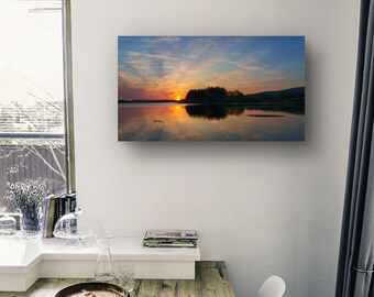 Gladhouse Reservoir Sunrise Reflection: Tranquil Landscape Art