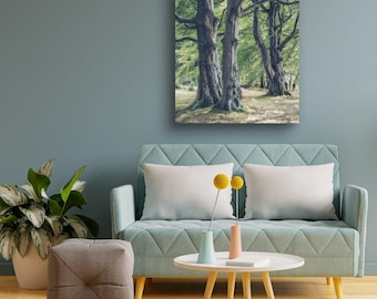Majestic Trees Print: Tranquil Forest Scene, Nature Photography