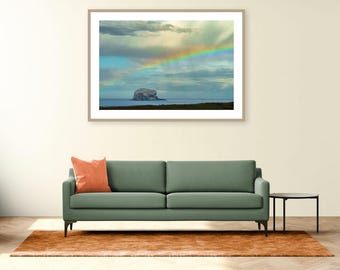 Rainbow Over Bass Rock Art Print: North Berwick Coastal Scene.